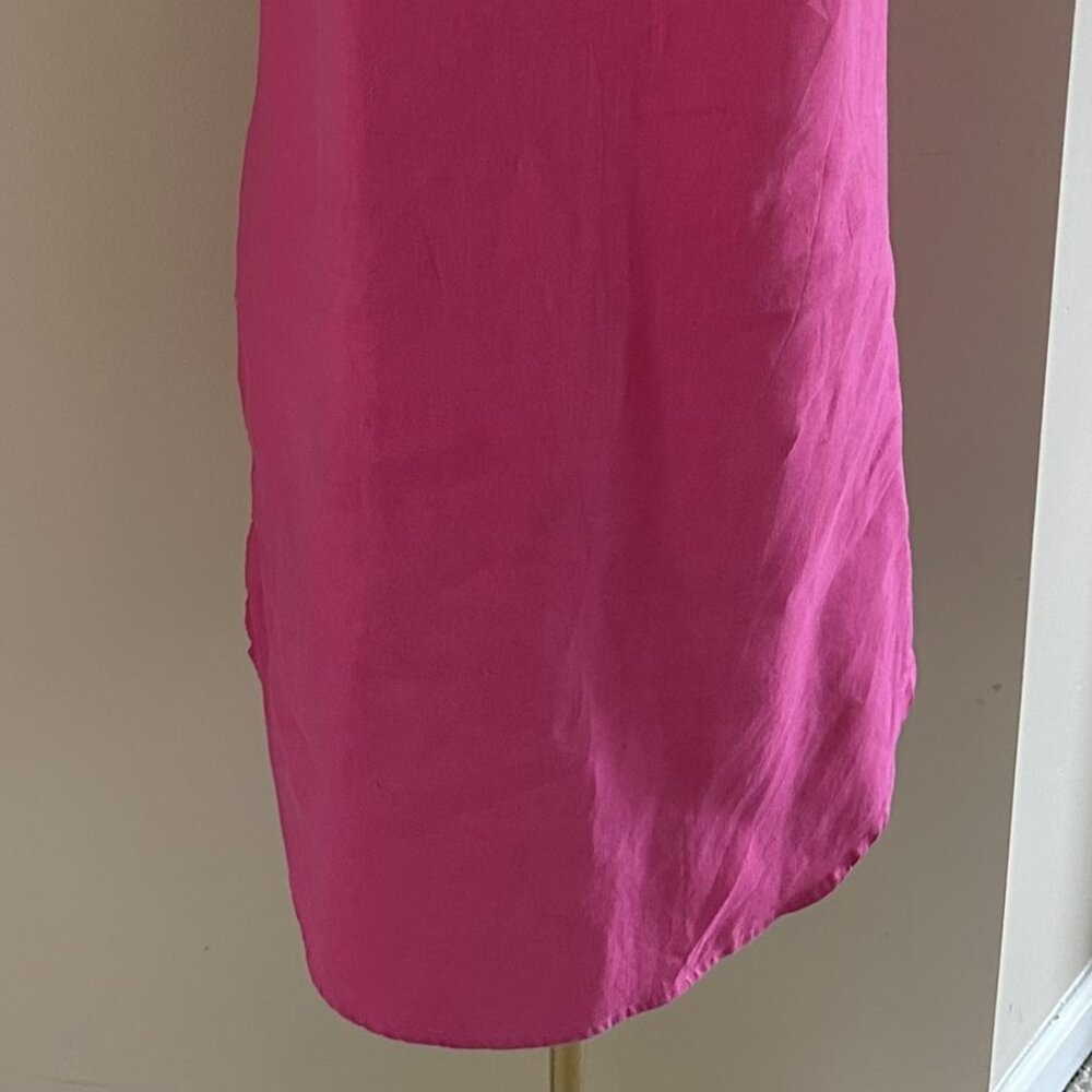 Sigrid Olsen | Fuchsia A-line Linen Summer Dress Sz Small - Picture 3 of 4